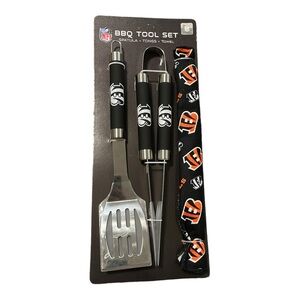 NWT Cincinnati Bengals NFL BBQ Grill Utensil Tool Set Spatula Tongs & Towel